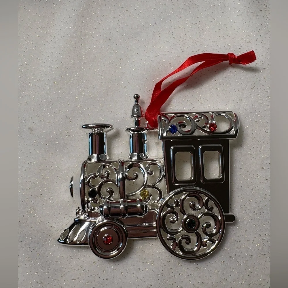 Lenox Sparkle and Scroll Multi-Crystal Christmas Train Ornament